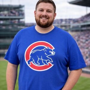 Chicago Cubs Fanatics Blue Logo T-Shirt MLB Baseball Tee Shirt Mens Size 4XL